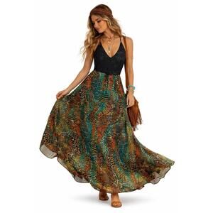 American Rag Black and Vibrant Animal Print Maxi Dress